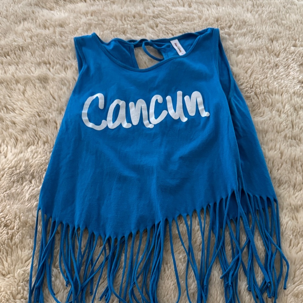 Blue Fringe Cancun Tank Top